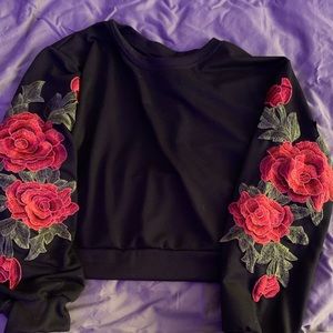 black long sleeve rose shirt